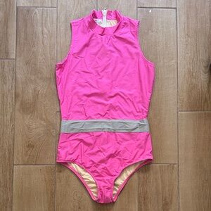 Pink Sleeveless Swimsuit with Silver accent